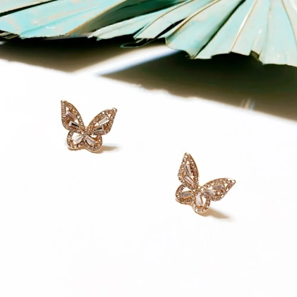 Diamond butterfly earrings in gold #544